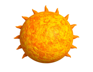 Vibrant Orange and Yellow Cartoon Sun with Spiky Rays on Black Background