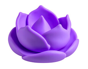 Vibrant Purple 3D Rendered Lotus Flower or Water Lily Blossom on Black Background