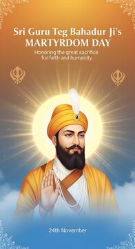 Guru teg bahadur ji martyrdom day sikh religious illustration