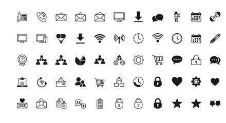 Set of simple black and white icons