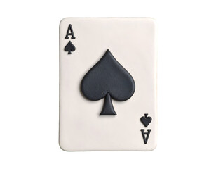 Fondant Ace of Spades Playing Card Cookie Isolated on Black Background