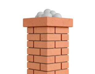 Stylized Red Brick Chimney Emitting White Smoke Clouds on Black Background