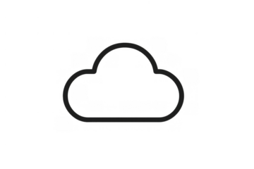 Cloud computing storing data outline icon on transparent background representing network and technology
