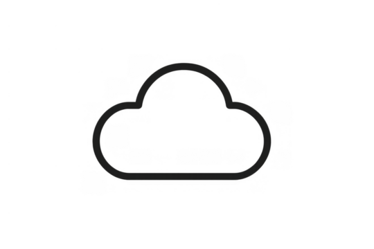 Cloud computing storing data outline icon on transparent background representing network and technology