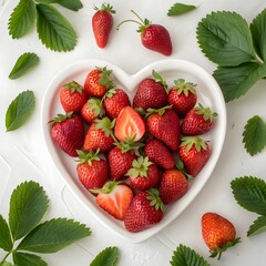 Fresh Strawberries Arranged in a Heart Shaped Dish