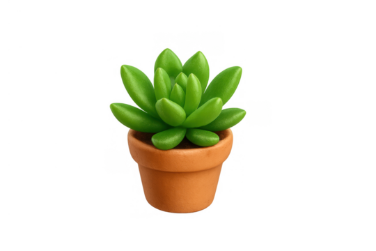Green succulent plant in terracotta pot isolated on transparent background, houseplant, nature, indoor gardening - Powered by Adobe