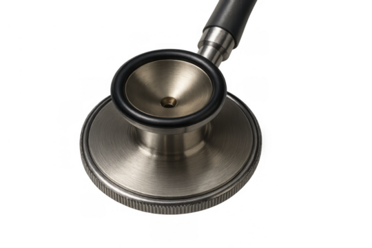 Stethoscope diaphragm and bell, listening to heart and lung sounds, medical equipment for diagnosis