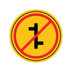 Obraz premium No Entry Symbol Sign with Bold Black Icon and Bright Yellow Background