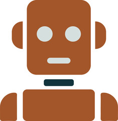 Cute cartoon robot avatar brown color design ai technology digital futuristic character design