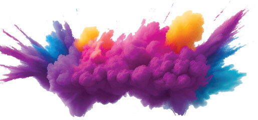 Abstract Colorful Watercolor Splatter and Stain Composition with Vibrant Rainbow Ink Blot Effects on Clean White Canvas for Modern Art Projects