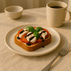 Caprese Toast with Tomato, Mozzarella, and Balsamic Glaze