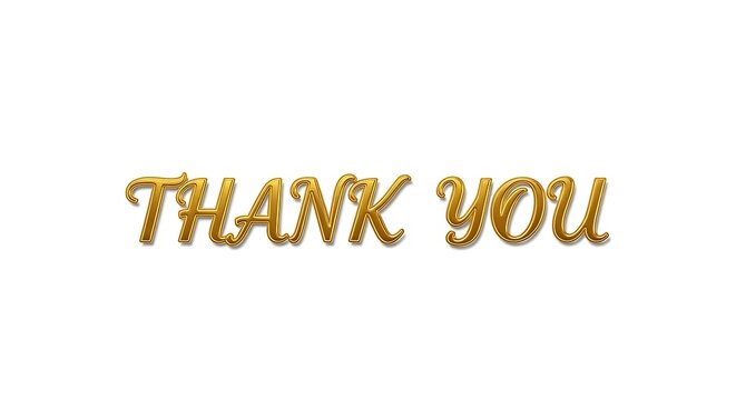 Golden thank you message on a white background expressing gratitude and appreciation to the viewer
