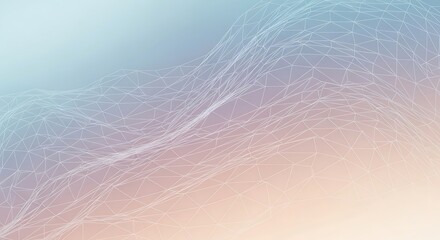 Abstract Wireframe Landscape Geometric Backdrop with Pastel Gradient