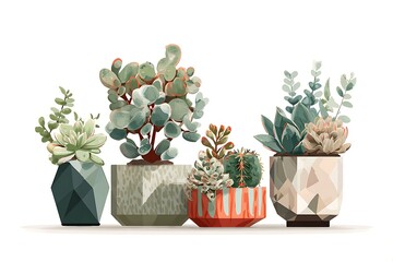 Assorted Succulent Plants in Decorative Geometric Pots Indoor Collection