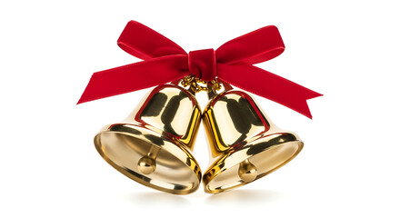 christmas bells with red ribbon