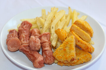 Close-up of Crispy Golden Fast Food Snack Platter