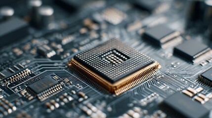 Electronic Components Processor High Tech Circuit Board Close Up Innovation