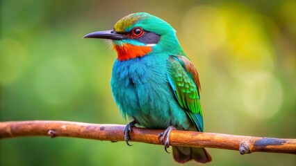 Fototapeta premium Vibrant Bird Perched on Branch with Colorful Plumage in Nature