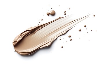 Foundation Smear with Droplets Cosmetic Product Swatch Isolated on White Background
