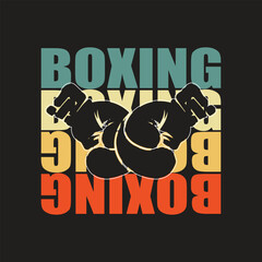 Retro boxing design featuring gloves and stacked text, perfect for sports brands, fitness promotions, or vintage-inspired apparel with a punchy, powerful vibe