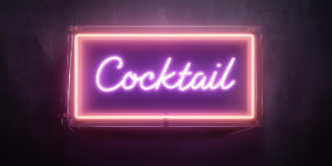 Obraz premium A neon sign that reads cocktail lights up with vibrant purple and pink hues, perfect for the bar, nightlife, and events scene. 
