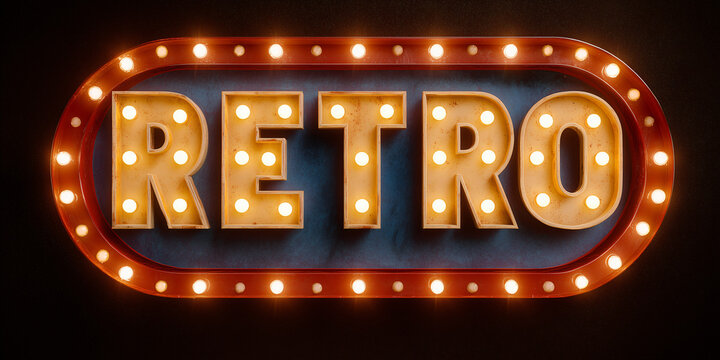 A captivating retro sign with light bulbs, radiating nostalgia and vintage charm