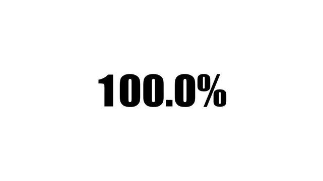 Percentage count up text animation on background.Increasing count percent concept.