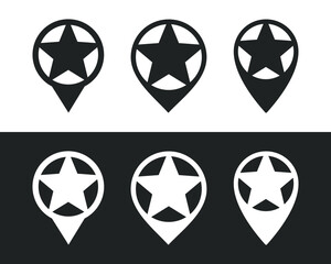 Map pin pointer with favorite star icon. Illustration vector 