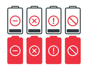 Battery error icon symbol. Illustration vector