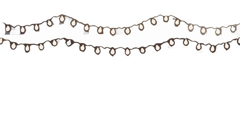 Festive string lights with warm glowing bulbs creating a decorative border on a black background