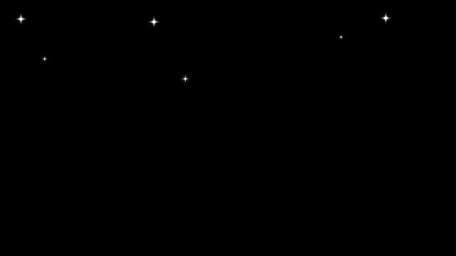 twinkling stars and two shooting stars with alpha channel