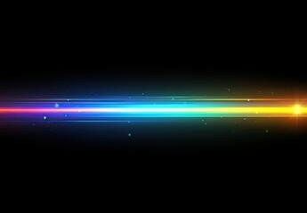 Colorful horizontal light streak over a stark black background