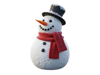 Cheerful snowman with a top hat for christmas holidays