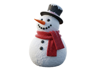 Cheerful snowman with a top hat for christmas holidays