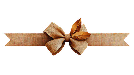 Elegant festive ribbon bow with autumn leaves adds joyful touch to celebration