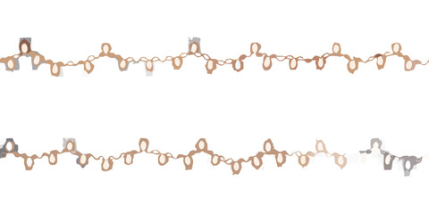 Hand drawn style string lights with warm glow on black background festive decoration elements