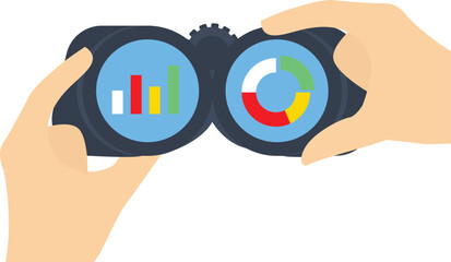 Businessman uses binoculars for business analysis

