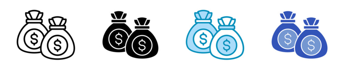 Money Bag  Icon Set Multiple Style Collection