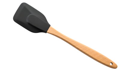 Spatula with wooden handle isolated on transparent background, a versatile kitchen tool for cooking, baking, and mixing ingredients with ease