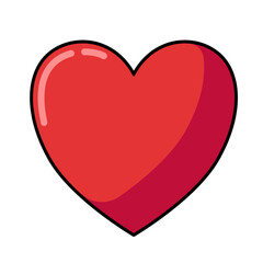 Red Glossy Heart Shape Sticker Illustration on Transparent Canvas