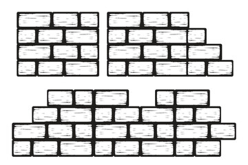 Vector illustration of a brick wall pattern in hand-drawn style. Perfect for construction, architecture, or background design themes. Editable and scalable without losing quality.