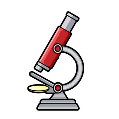 Stylized Red Microscope Illustration with Transparent Background