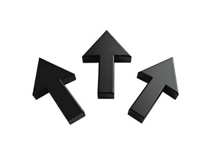Three black arrows pointing up on a black background