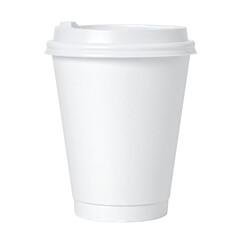 White cup, lid, disposable. Clean. Isolated. Simple