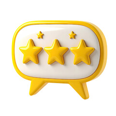Yellow speech bubble icon with three gold stars