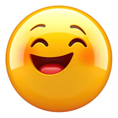 Smiling, winking, shiny yellow emoji with pink cheeks