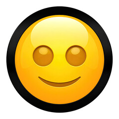 Glossy yellow smiley face with dark circular border
