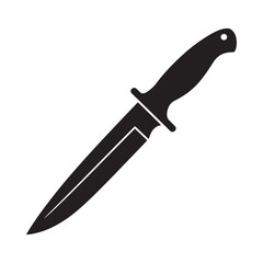 Black silhouette of a combat knife with a pointed blade