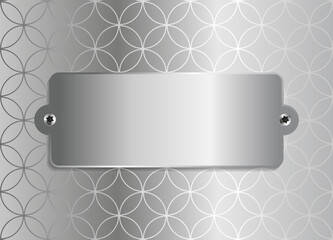 Name Engraving silver plate. Polished decorative steel metal plate background surface