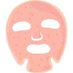 Pink Sheet Face Mask With Holes For Eyes And Mouth On Transparent Background Skincare Beauty Treatment